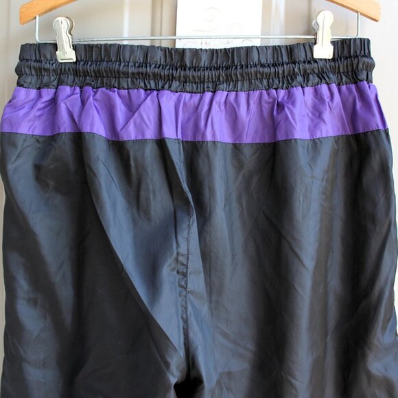 LA Lakers NBA Men's Large Wind Pants Black Elastic Tie Waist Warm Up Retro - Picture 6 of 9